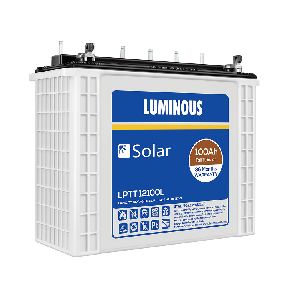 Luminous Solar Tall Tubular Battery 100AH - LPTT 12100H- Warranty: 72 Months - Solar World