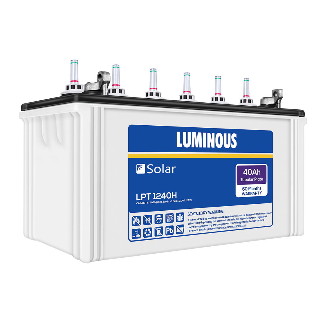 Luminous Solar Tubular Battery 40AH - LPT 1240H- Warranty: 60 Months