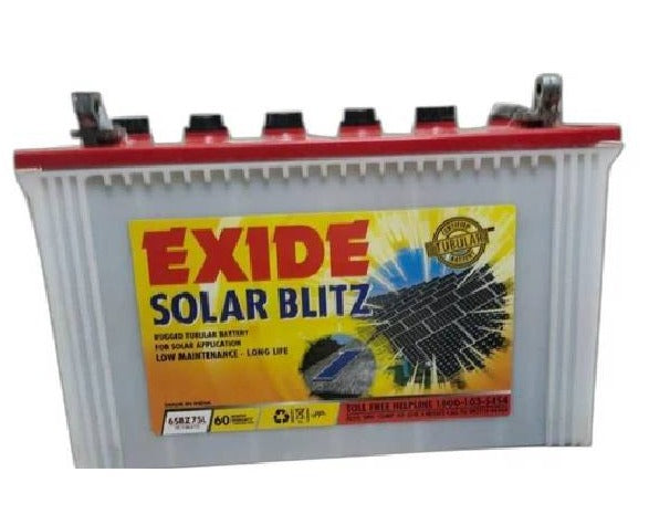 Exide Solar Blitz 75AH Battery 6SBZ75L - 60 Months Warranty