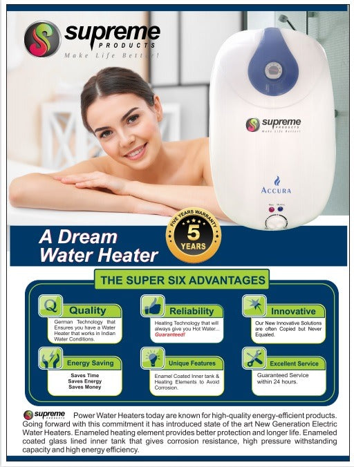 Supreme Geyser & Electric Heater 25 Ltrs - 5 Years Warranty - Solar World