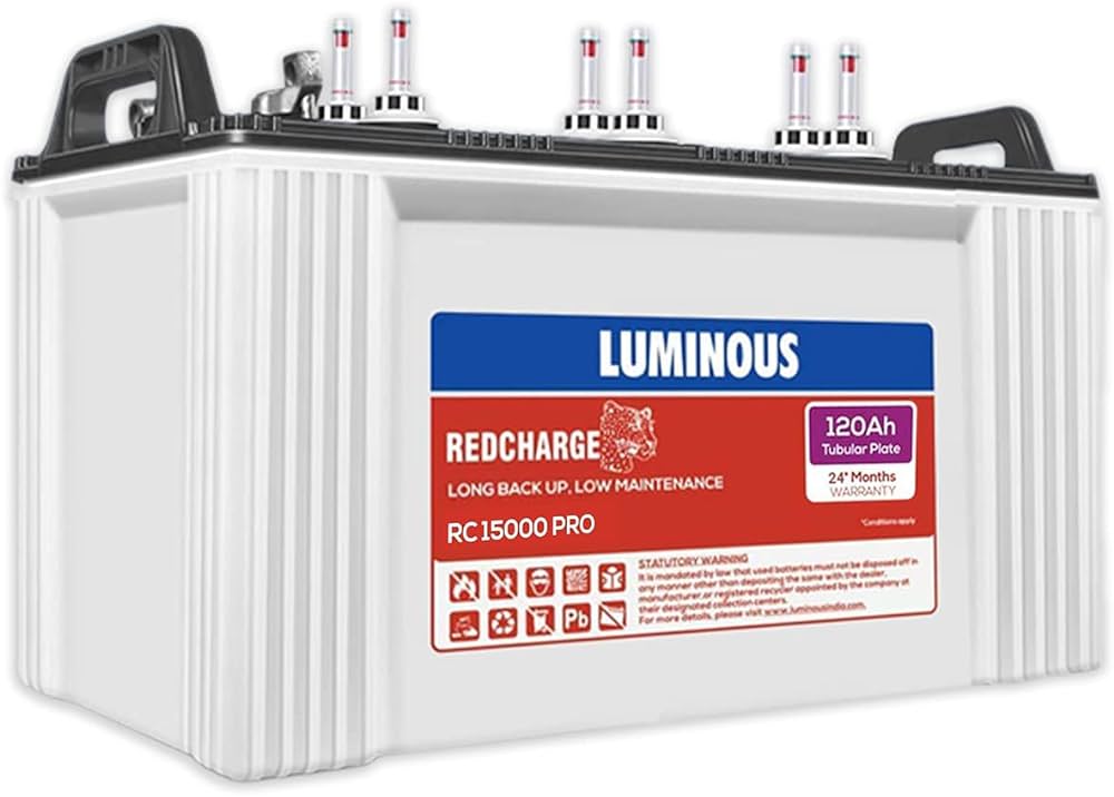 Luminous RC 15000 Pro : 120Ah / 12V Warranty : 24+24 Months