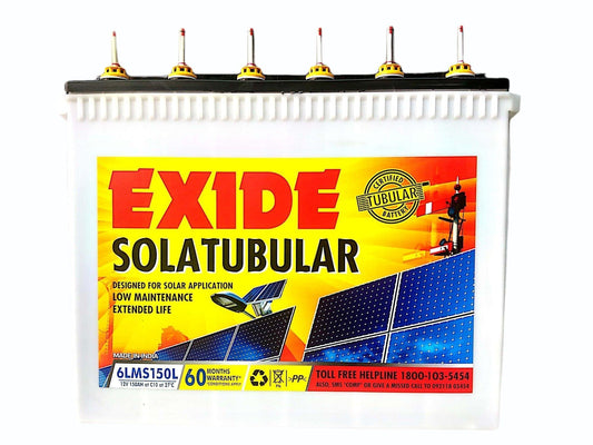 Exide Solar Tubular 150AH Battery 6LMS150L - 60Months Warranty