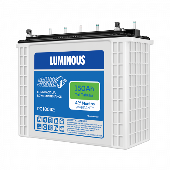 Luminous PC 18042 : 150Ah/12V Warranty : 24+18 Months - Solar World