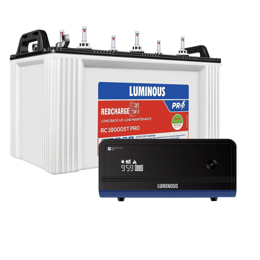 Luminous Zelio Smart 1100 Inverter with RC18000ST Pro 150Ah Tubular Battery Combo
