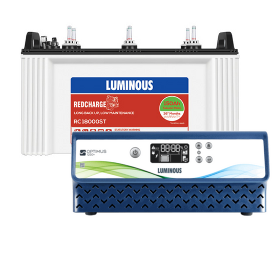 Luminous Optimus 1250/12V Inverter with RC18000ST-150Ah Tubular Battery