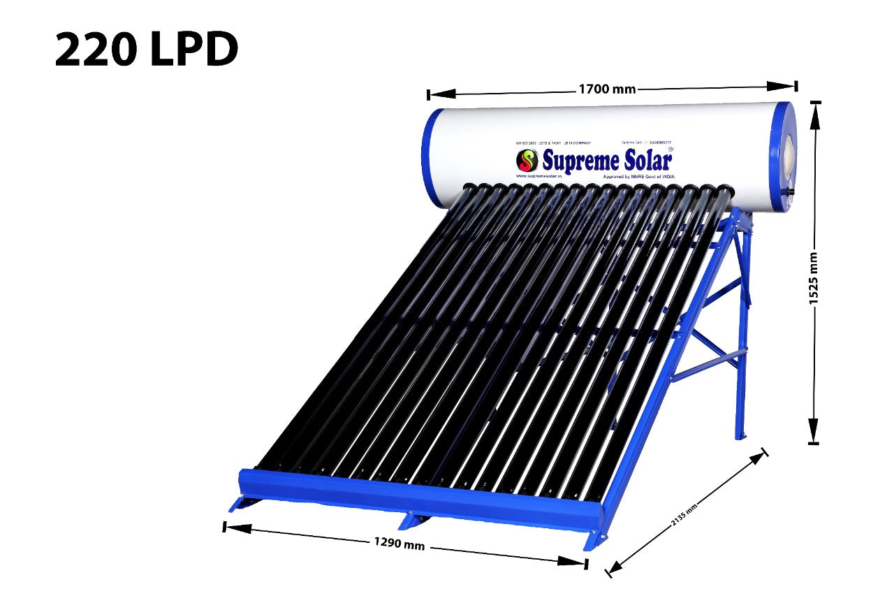 Supreme GL ETC 220 LPD (PC) - Solar Water Heater- 10 Years Guarantee - Solar World
