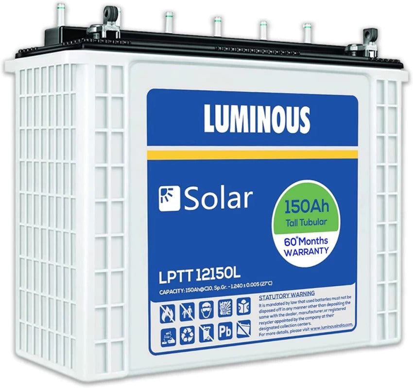 Luminous Solar Tall Tubular Battery 150AH - LPTT 12150L- Warranty: 60 Months - Solar World