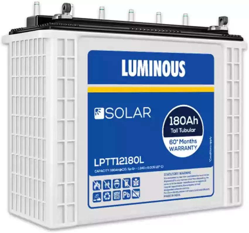 Luminous Solar Tall Tubular Battery 180AH - LPTT 12180L- Warranty: 60 Months