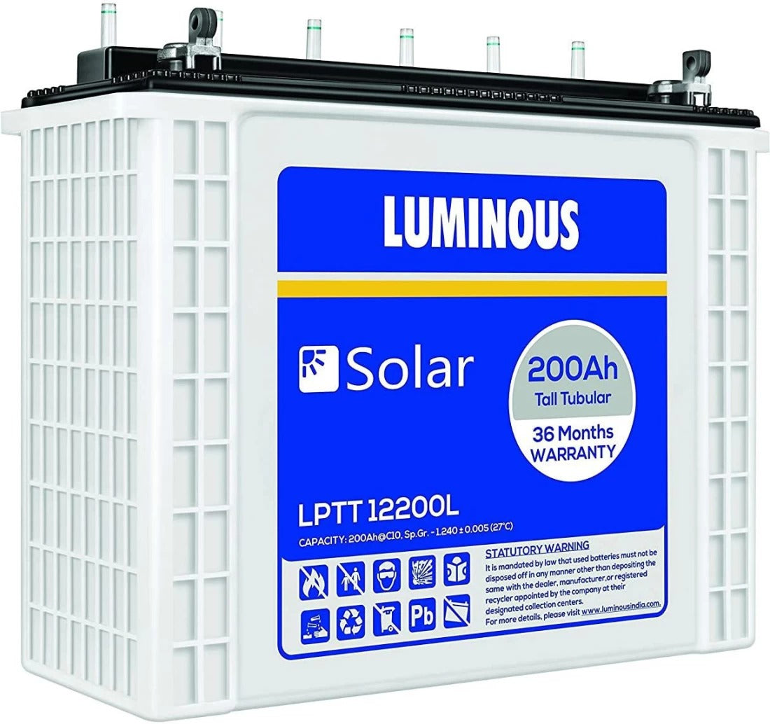 Luminous Solar Tall Tubular Battery 200AH - LPTT 12200L- Warranty: 60 Months - Solar World