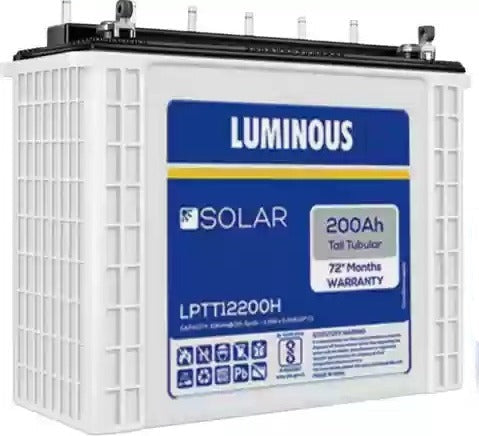Luminous Solar Tall Tubular Battery 200AH - LPTT 12200H- Warranty: 72 Months - Solar World