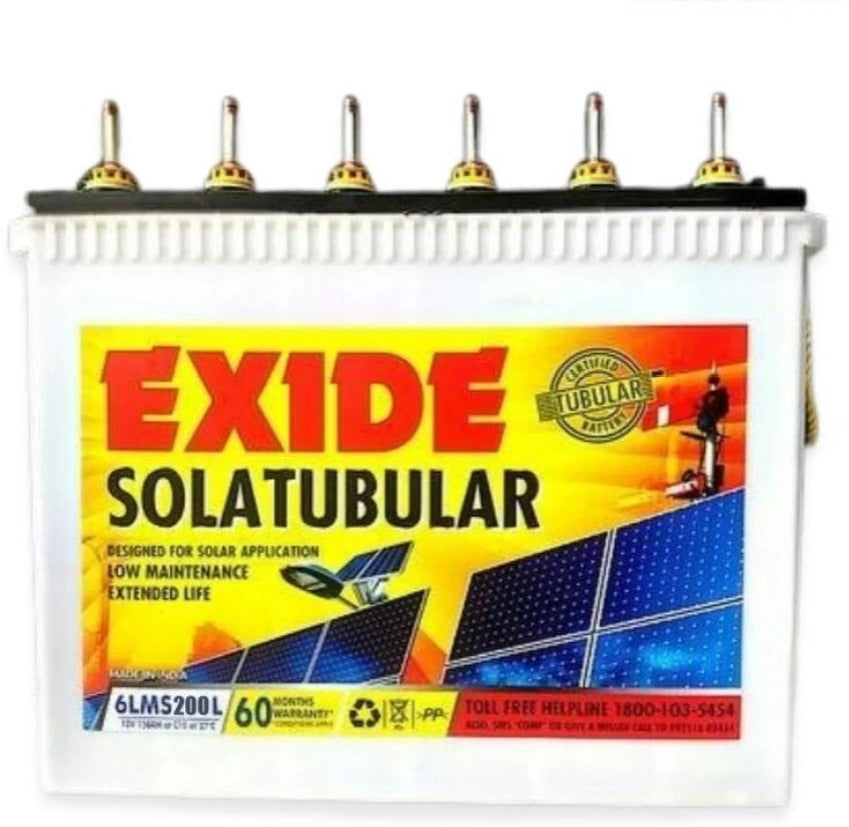 Exide Solar Tubular 200AH Battery 6LMS200L - 60Months Warranty