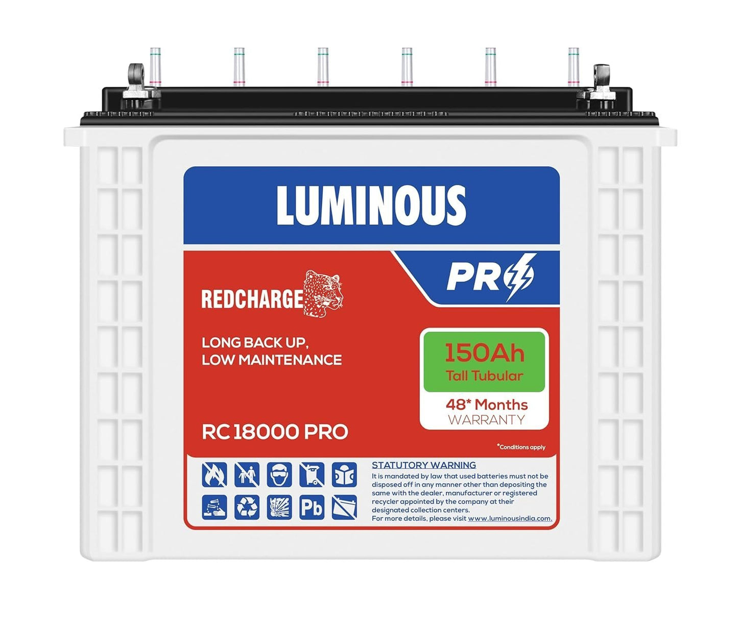 Luminous RC 18000 Pro : 150Ah/12V Warranty : 24+24 Months