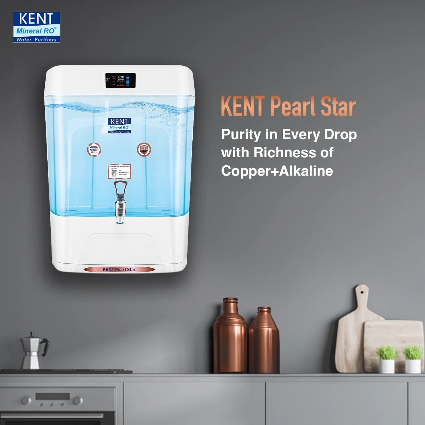 Kent Pearl star ZWW MRO RO Water Purifier 11L RO + UV+COPPER+ ALKALINE +TDS Control