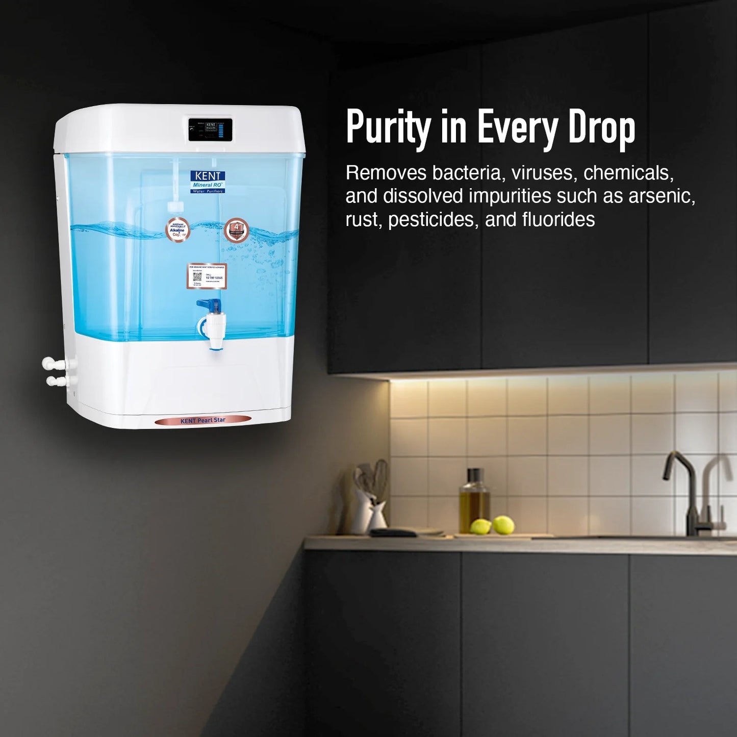 Kent Pearl star ZWW MRO RO Water Purifier 11L RO + UV+COPPER+ ALKALINE +TDS Control