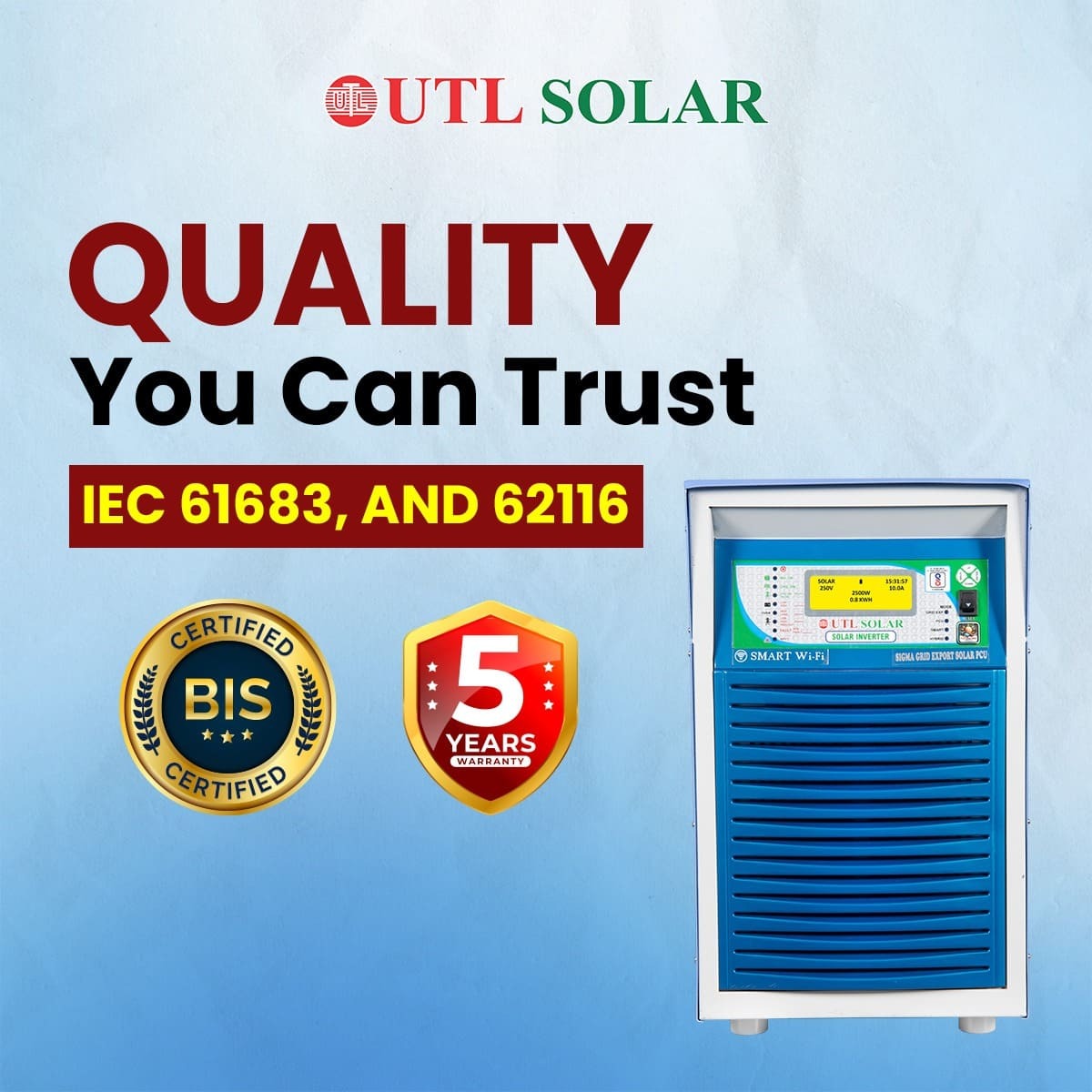 UTL Sigma Pro Solar Hybrid Inverter UGE2048 - 2kW 48Volt Single Phase