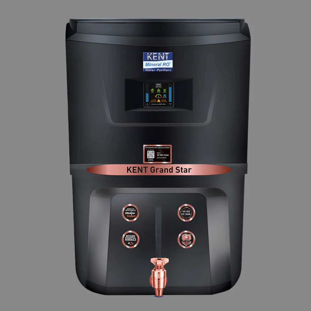 Kent Grand star ZWW RO Water Purifier 9L RO+UV+COPPER+ ALKALINE +TDS Control Black