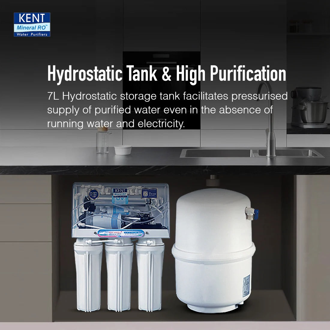 Kent Excell Plus RO Water Purifier 7L Tank RO+UV+TDS Control+UV In Tank