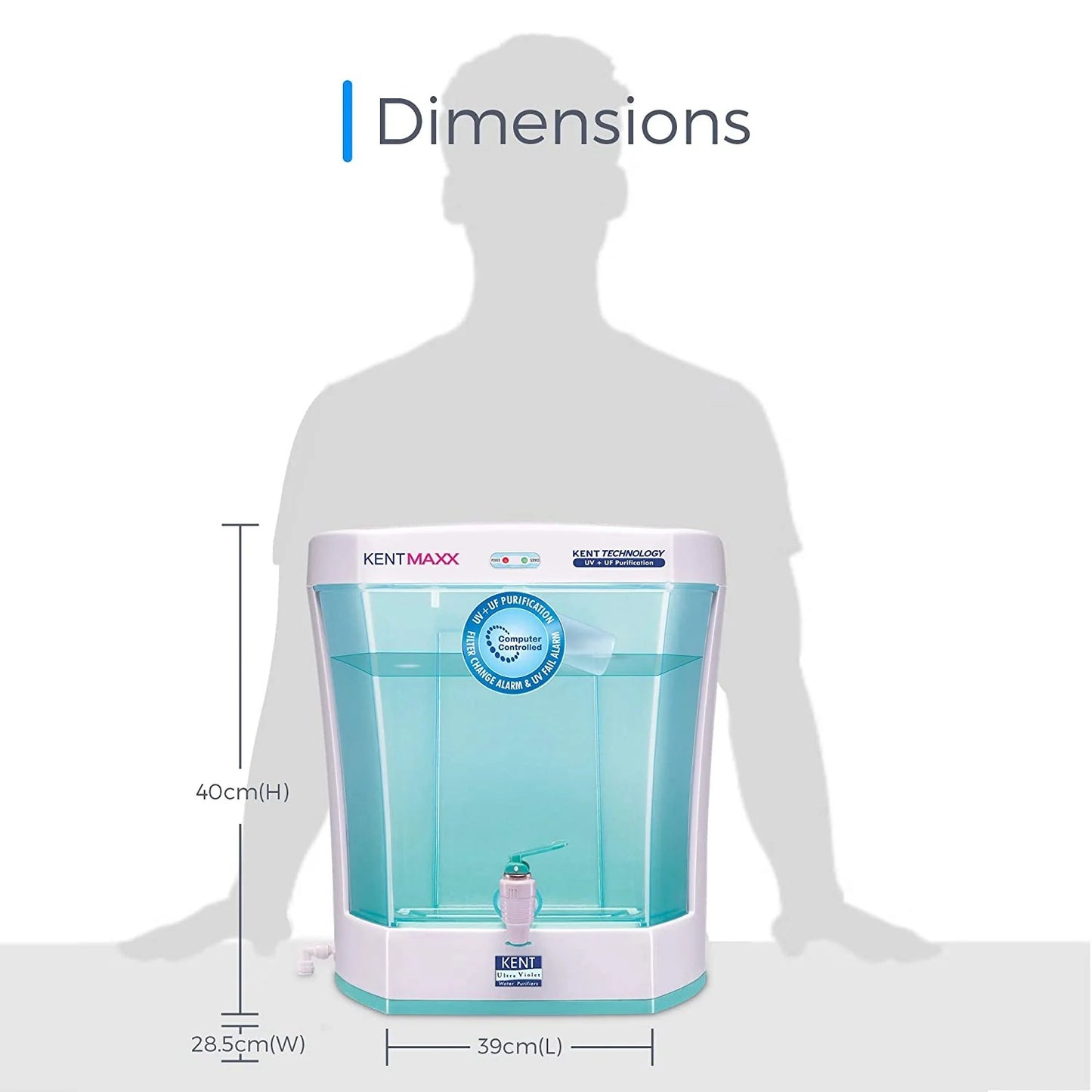 Kent Maxx UV Water Purifier (111013) 7L Storage Tank UV+UF Double Purification