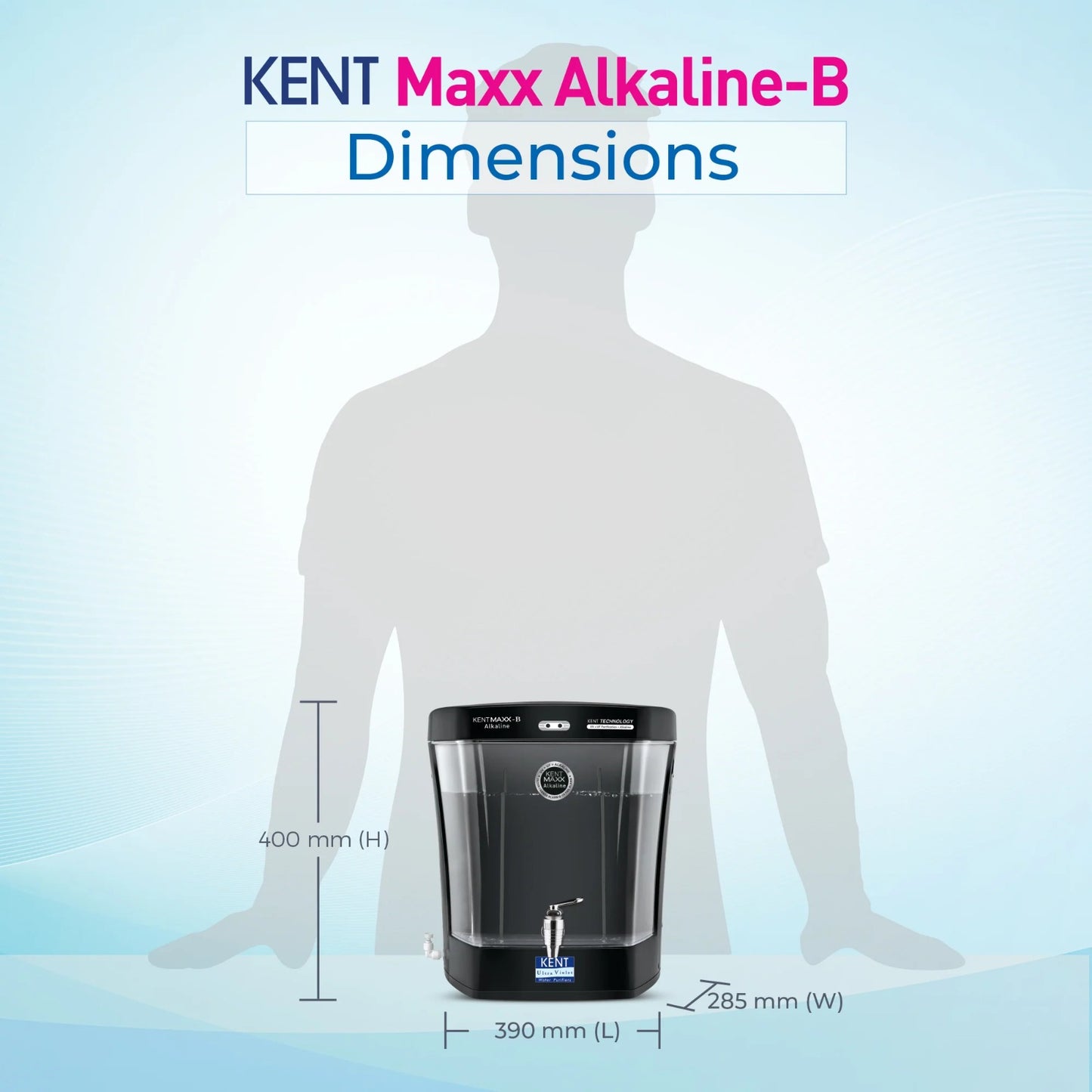 Kent Maxx Alkaline UV Water Purifier (111149B) 7L Storage Tank UV+UF+ Alkaline Double Purification