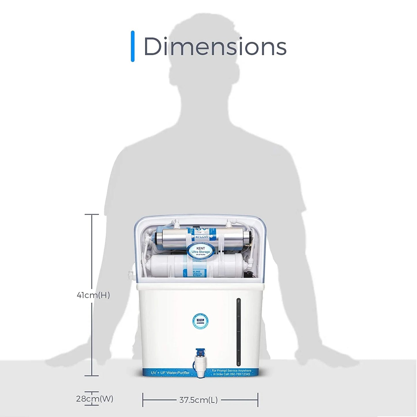Kent Ultra Storage UV Water Purifier (111042) 8L Storage Tank UV+UF Double Purification