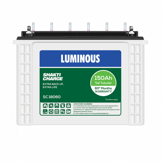 Luminous SC 18060 : 150Ah / 12V Warranty : 36+24 Months