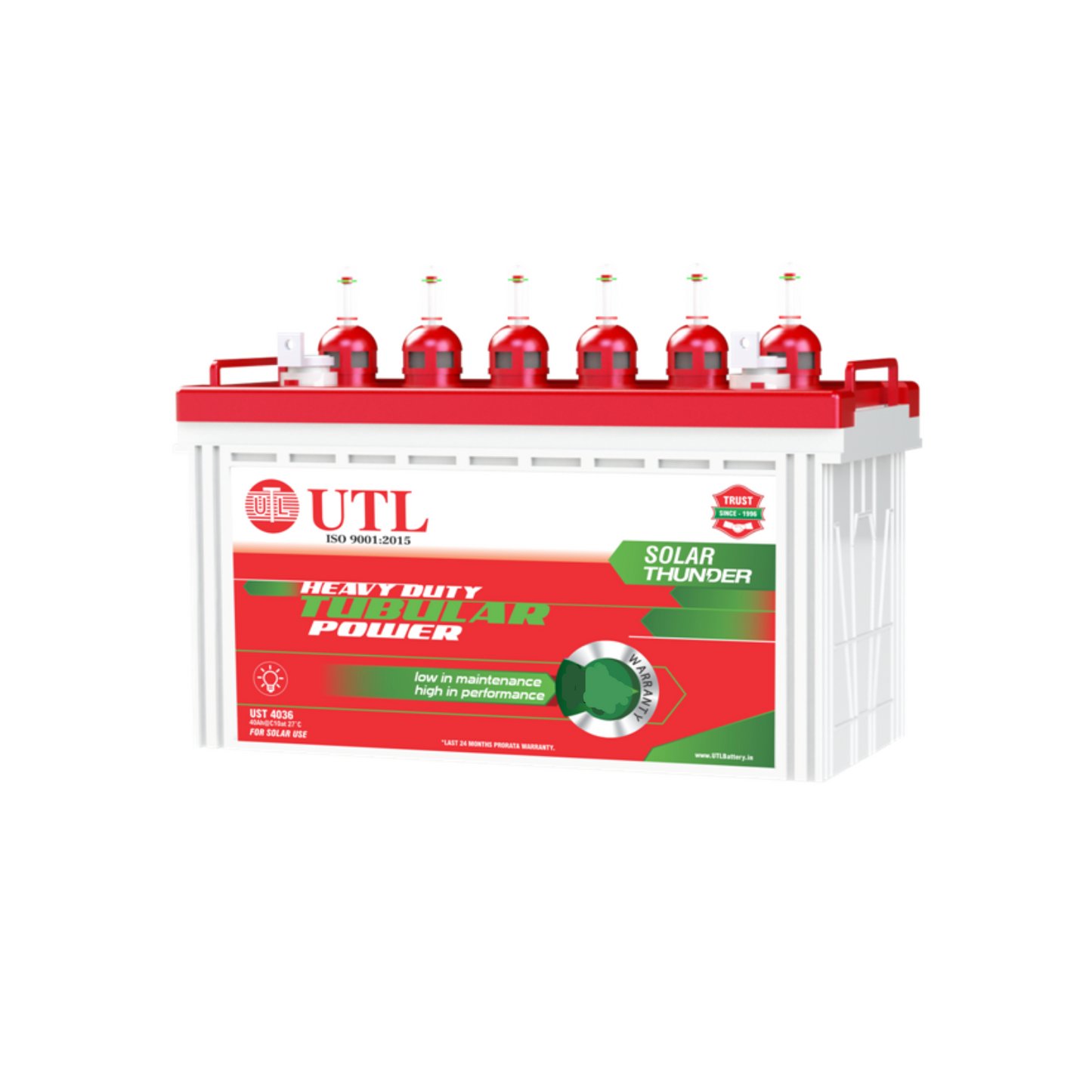 UTL UST 4036 : 40AH Tubular Battery - 36 Months Warranty - Solar World