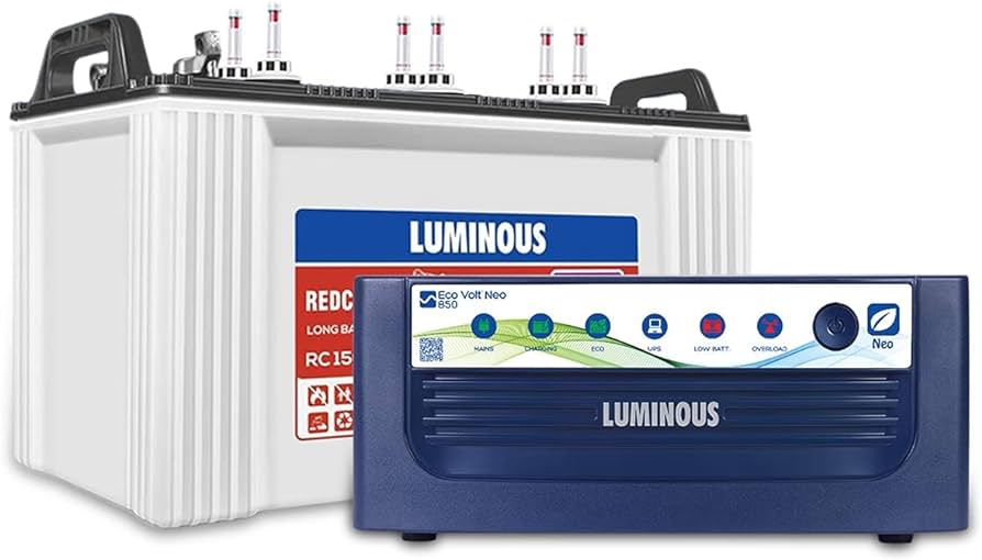 Luminous Eco Volt Neo 850/12V Inverter with RC15000-120Ah Tubular Battery - Solar World