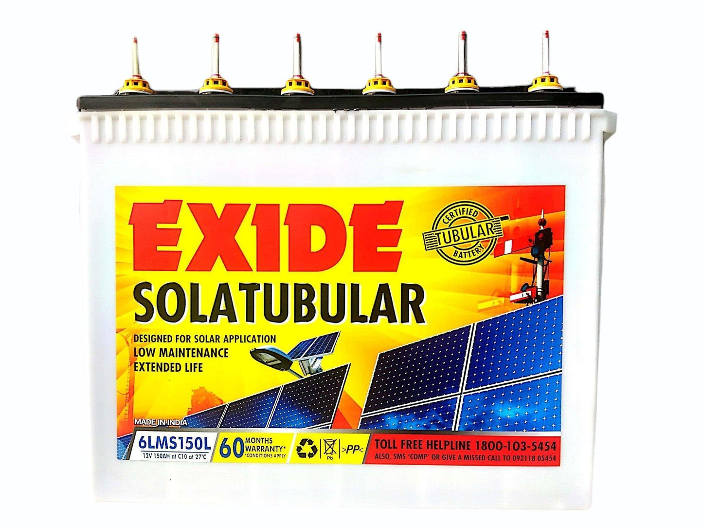 Exide Solar Tubular 150AH Battery 6LMS150L - 60Months Warranty - Solar World