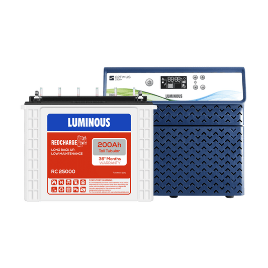 Luminous Optimus 2300/24V Inverter with RC25000-200Ah Tubular Battery - Solar World