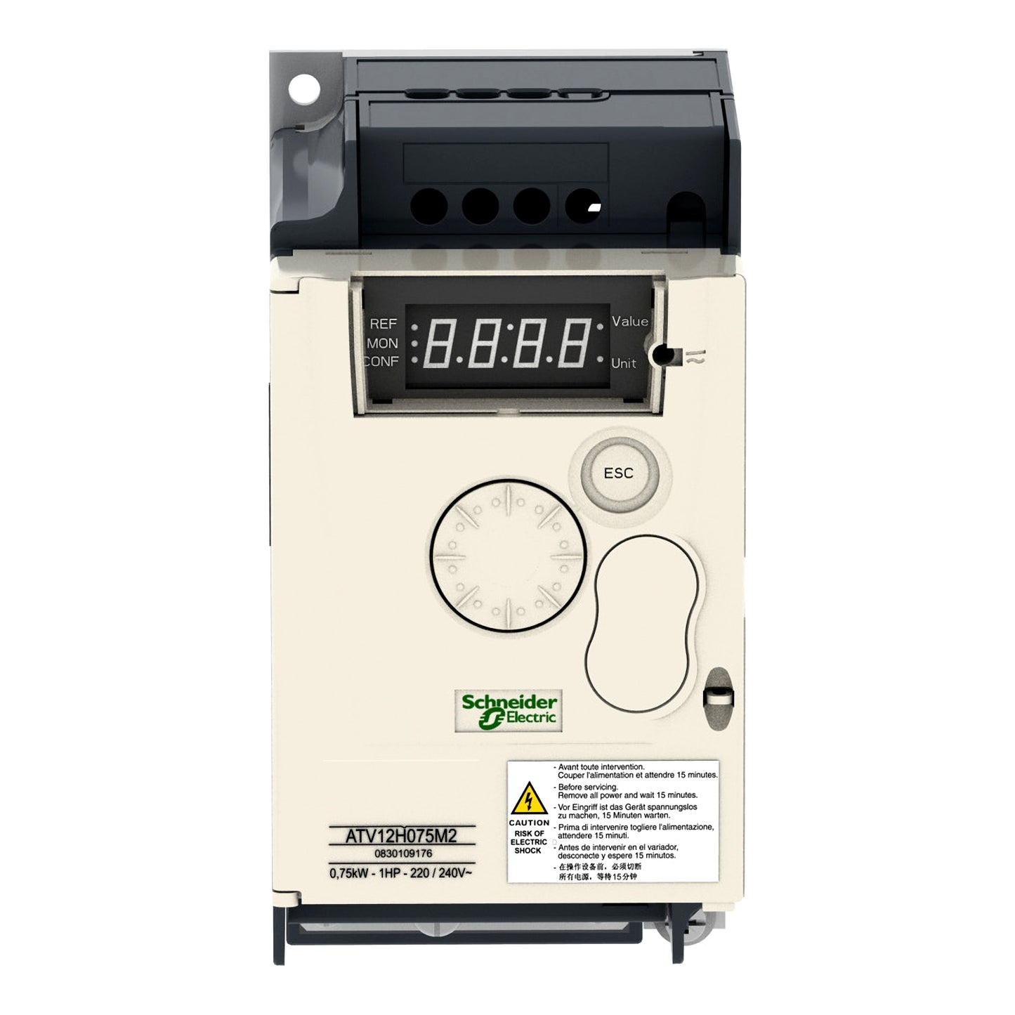 Schneider Electric Altivar 12 VFD 0.75kW 1-phase 200-240V – ATV12H075M2