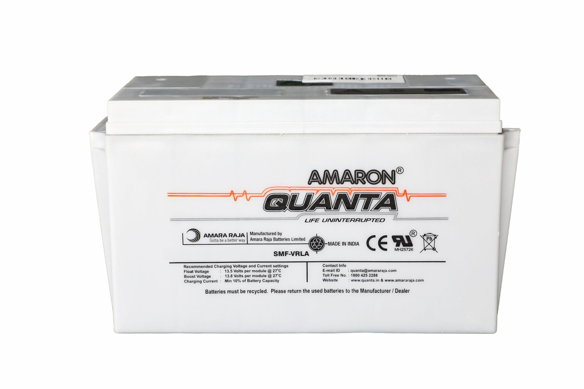 Amaron Quanta Battery-  160Ah/12V -Warranty : 24 Months - Solar World