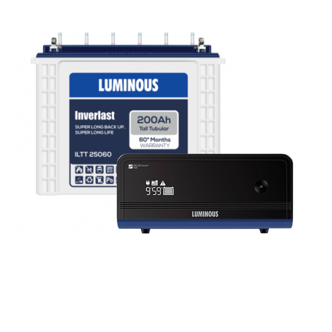 Luminous Zelio Smart 1100 Inverter with ILTT 25060 200Ah Tubular Battery Combo