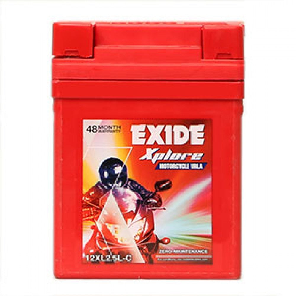 Exide Two Wheeler Battery - 12XL2.5L-C - 2.5AH - Warranty : 24F + 24P Months - Solar World