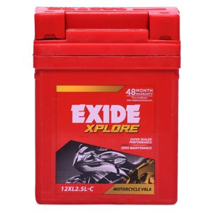 Exide Two Wheeler Battery - 12XL2.5L-C - 2.5AH - Warranty : 24F + 24P Months - Solar World