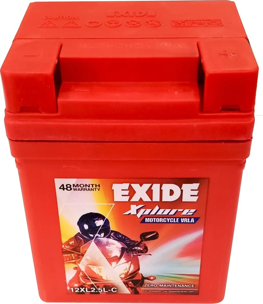 Exide Two Wheeler Battery - 12XL2.5L-C - 2.5AH - Warranty : 24F + 24P Months - Solar World