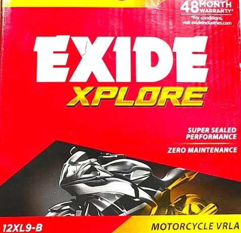 Exide Two Wheeler Batttery - 12XL9-B - 9AH - Warranty : 24F + 24P Months - Solar World