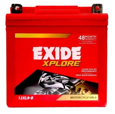 Exide Two Wheeler Batttery - 12XL9-B - 9AH - Warranty : 24F + 24P Months - Solar World