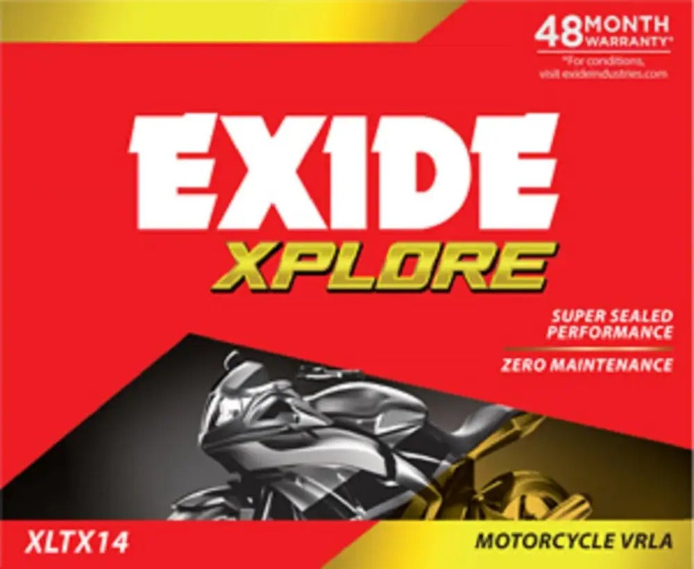 Exide Two Wheeler Battery- XLTZ14 - 12AH - Warranty : 24F + 24P Months - Solar World