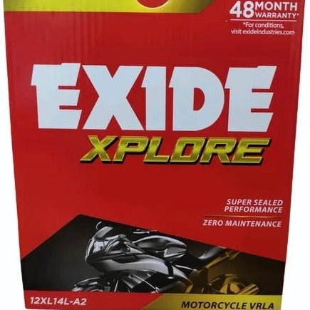 Exide Two Wheeler Battery -12XL14L-A2 - 14AH - Warranty : 24F + 24P Months - Solar World