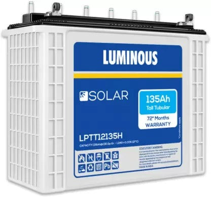 Luminous Solar Tall Tubular Battery 135AH - LPTT 12135H- Warranty: 72 Months