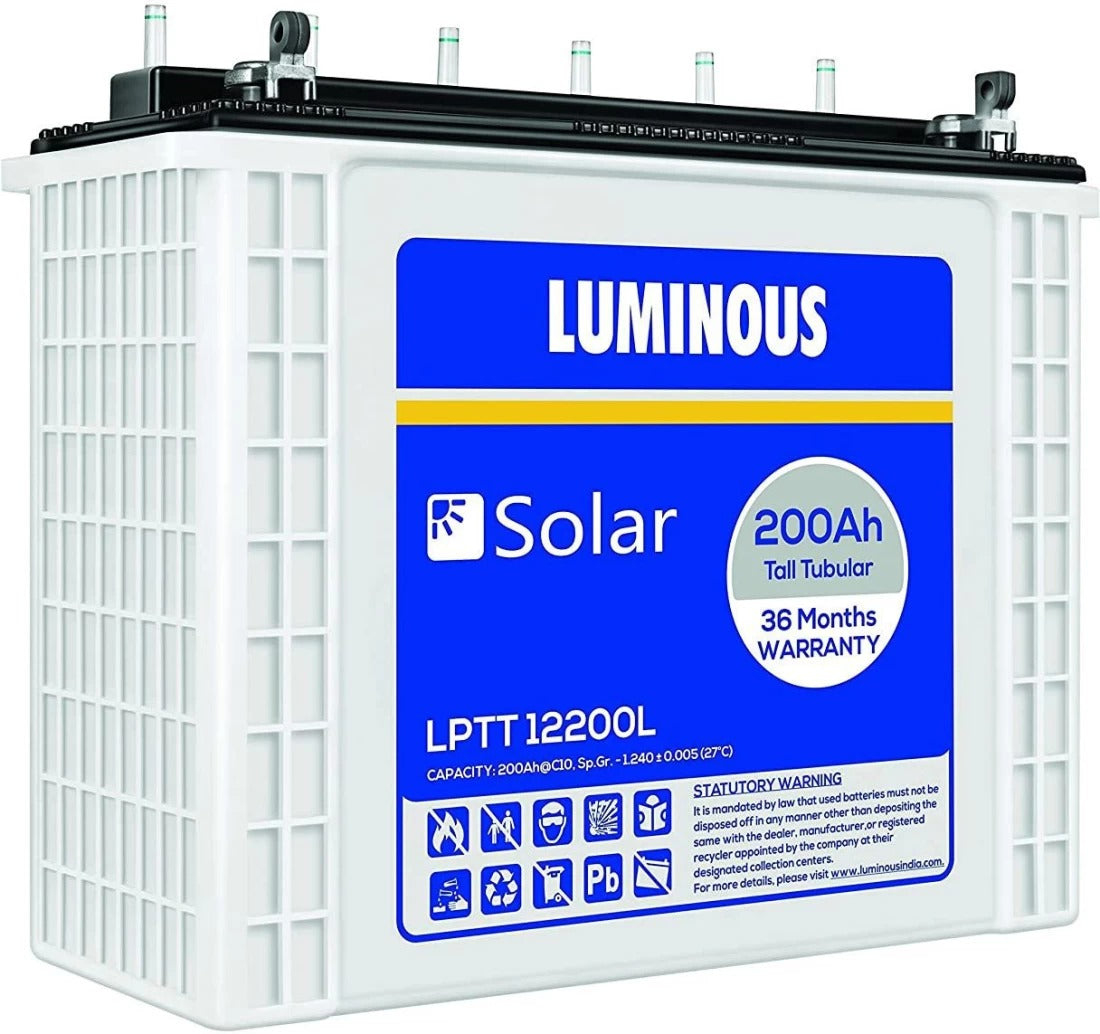 Luminous Solar Tall Tubular Battery 200AH - LPTT 12200L- Warranty: 60 Months