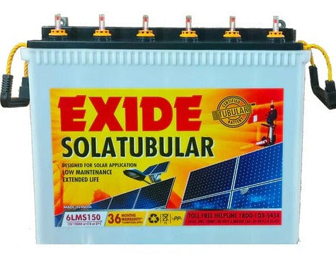 Exide Solar Tubular 150AH Battery 6LMS150 - 36Months Warranty