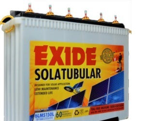 Exide Solar Tubular 150AH Battery 6LMS150L - 60Months Warranty - Solar World