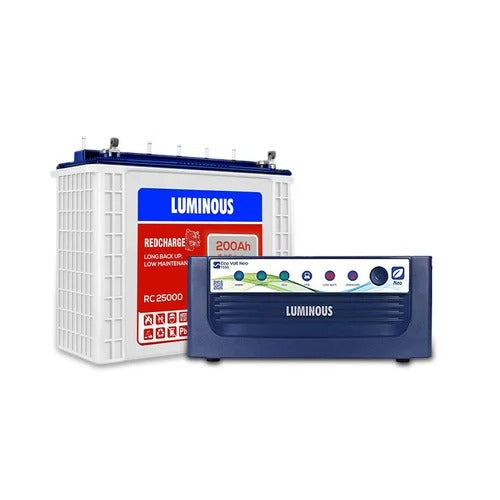 Luminous Eco Volt Neo 1050/12V Inverter with RC25000-200Ah Tubular Battery - Solar World