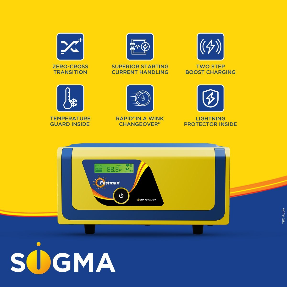 Eastman Sigma 1000VA 12Volt Square wave Inverter