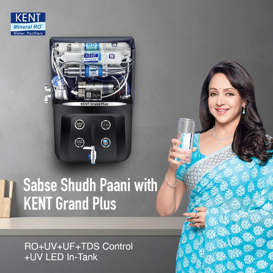 Kent Grand Plus ZWW RO Water Purifier 9L RO+UV+TDS Control+UV In Tank Black