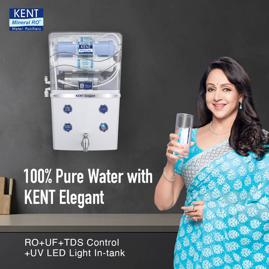 Kent Elegant RO Water Purifier 8L Tank RO+UV+TDS Control+UV LED Tank White