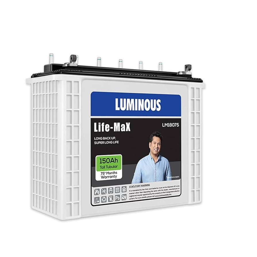 Luminous ICON 1100 12Volt Inverter with LM 18075 150Ah Tubular Battery Combo