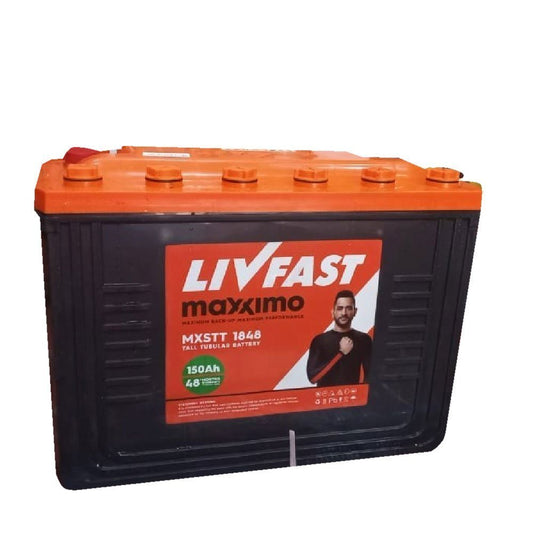 LIVFAST MXSTT 1848 - 150AH SHORT TALL TUBULAR -  WARRANTY : 24 + 24 MONTHS