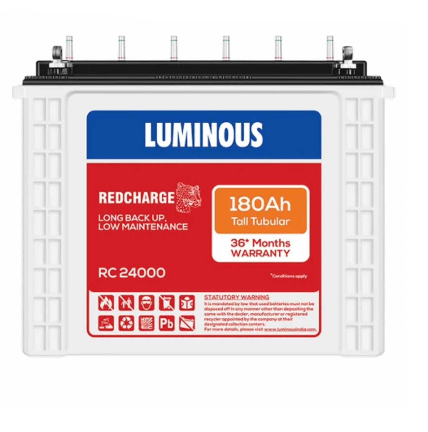 Luminous RC 24000 : 180Ah 12V Warranty : 18+18 Months - Solar World